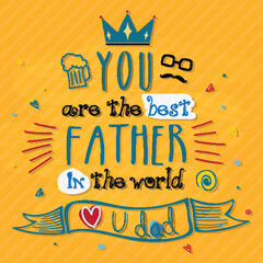 Wall Mural - Elegant Greeting Card design decorated with different elements for Happy Father's Day celebration.