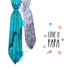 Sticker - Love You Papa Message Text for father's Day Poster and Greeting Card with Stylish Tie.