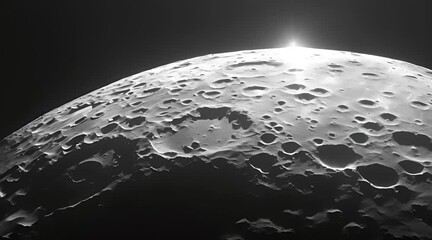 Wall Mural - Moon rotating in space, close up to moons surface