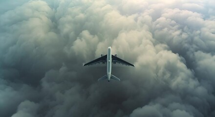 Wall Mural - Commercial airplane flying above the clouds