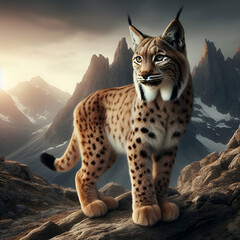 Wall Mural - lynx on the rock