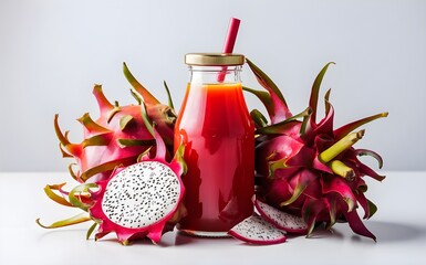 Wall Mural - Dragon fruit juice in a stylish bottle