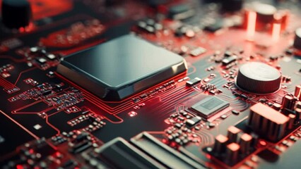 Poster - a circuit board with intricate electronic components,