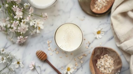 Wall Mural - Celebrate World Milk Day by raising a glass filled with the goodness of health and a backstory rich in honeyed notes Dive into a milky way of wellness as you sip on this cool liquid elixir 