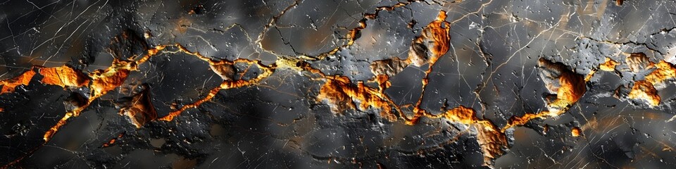 Poster - Dramatic Black Marble Texture with Striking Geometric Patterns and Fractures for Luxury Backgrounds and Interiors