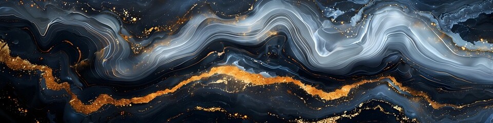 Aufkleber - Captivating Marble-Inspired Abstract with Luminous Golden Accents Showcasing Dynamic Fluid Motions and Mesmerizing Textural Interplay
