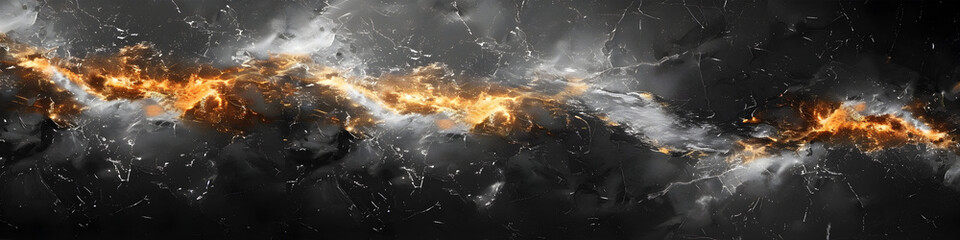 Poster - black marble texture with fiery eruption and stormy apocalyptic atmosphere in dramatic cinematic sty