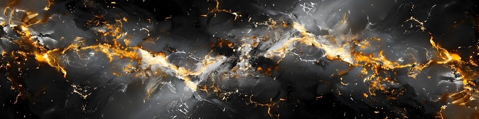 Aufkleber - Ominous Volcanic Eruption in Black Marble Texture Backdrop with Chaotic Dramatic Fiery Eruption and Explosive Energy