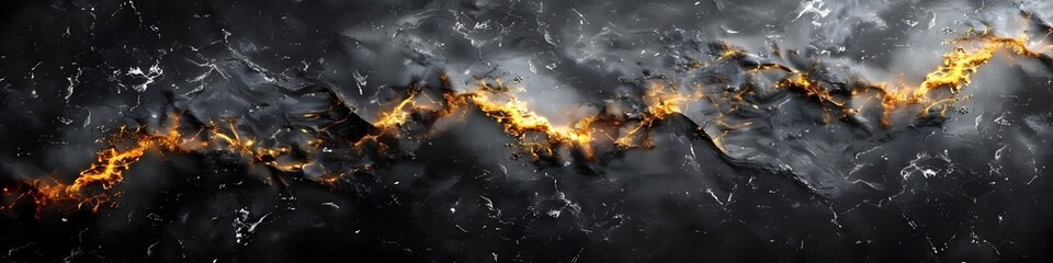 Wall Mural - Dramatic Fiery Volcanic Explosion on Dark Ominous Marble Texture