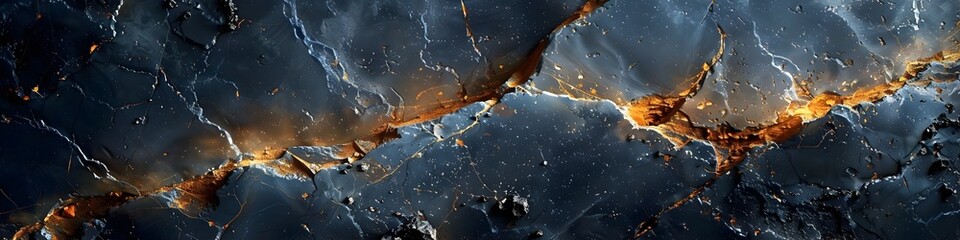 Leinwandbilder - Striking Cracked Black Marble Textured Background with Dramatic Lighting and Weathered Patterns