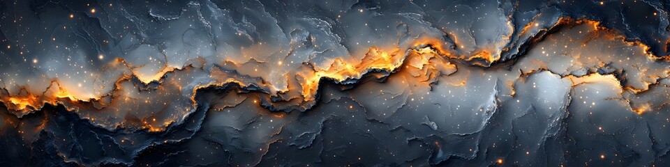 Poster - Dramatic Fiery Marble Texture Abstract Background with Swirling Charred Clouds and Molten Lava-Like Patterns
