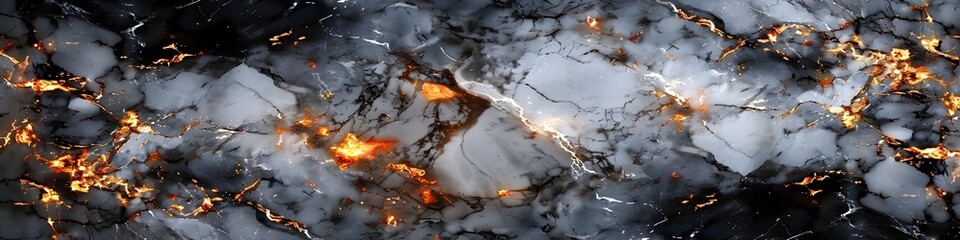 Aufkleber - Dramatic Marble Texture Background with Fiery Golden Veins and Cracked Patterns