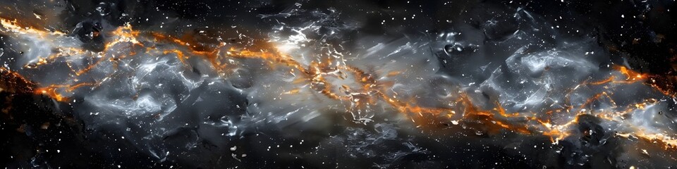 Poster - Dramatic Black Marble Textured Background with Moody Chaotic Fractal Patterns