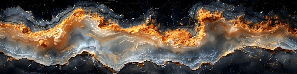 Poster - Dramatic Charcoal Black Marble Texture with Intricate Natural Patterns and Weathered Geological Details