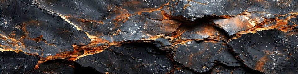 Leinwandbilder - Detailed Marbled Black Granite Texture with Unique Cracked and Aged Pattern for Upscale and Luxury Backgrounds