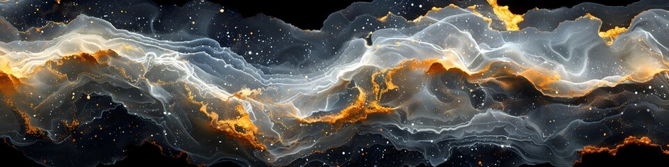 Poster - Captivating Black Marble Texture with Ethereal Swirling Patterns and Dramatic Lighting Effects
