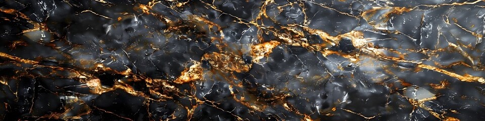 Aufkleber - Captivating Black Marble Texture with Golden Veins - Dramatic and Sophisticated Background for High-End Design