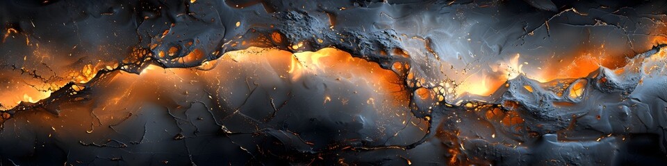 Poster - Fiery Black Marble Texture with Dramatic Geological Formations and Molten,Glowing Patterns
