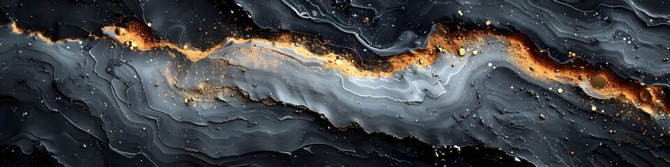 Leinwandbilder - Captivating Monochromatic Marble Texture with Flowing Gold and Gray Tones,Evoking a Dramatic Cosmic Landscape