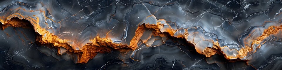 Poster - Captivating Black Marble Texture with Vibrant Fiery Veins and Natural Geological Patterns for Elegant Backgrounds and Designs
