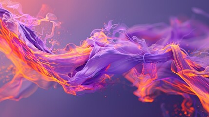 Poster - Floating purple-orange paint. Abstract background or screensaver. AI generative.