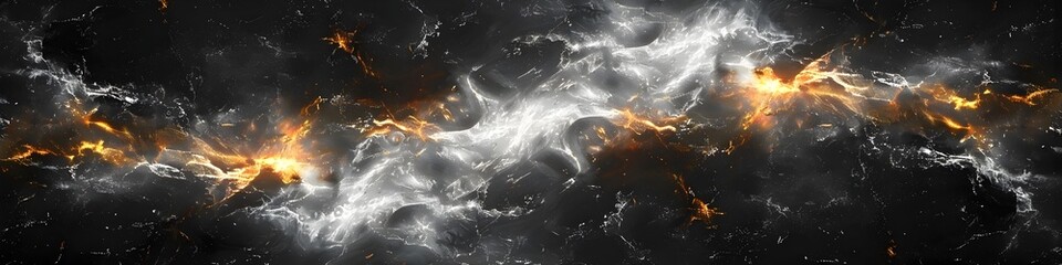 Fototapete - Dramatic Cosmic Marble Texture with Fiery Explosion and Swirling Clouds of Smoke and Energy
