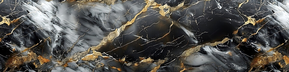 Poster - Mesmerizing Black Marble Texture with Dramatic Lighting and Elegant Fracture Patterns for Premium Interior Design and Luxury Backgrounds