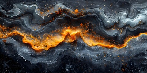 Leinwandbilder - Mesmerizing Fiery Cosmic Marble Backdrop with Glowing Swirling Patterns