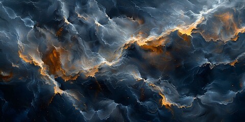 Poster - Dramatic Marble-Inspired Fiery Clouds and Storms Evoking Primal Natural Power and Chaos