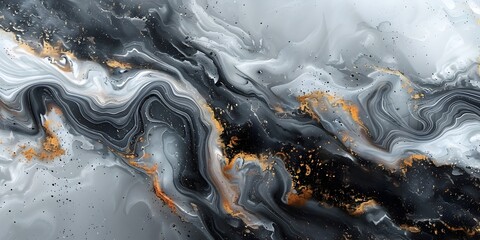 Poster - Mesmerizing Swirls of Ebony Marble with Gilded Accents - Dramatic Abstract Textural Background for Premium Branding,Packaging,and Design