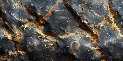 Poster - exquisite black marble textural background with striking golden veins and intricate patterns,captiva