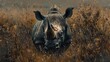 A rhinoceros in its natural habitat