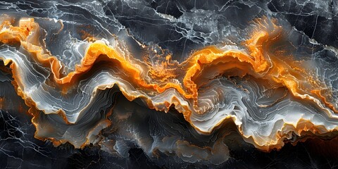 Poster - Mesmerizing Marble Swirls of Fiery Orange and Molten Energy against a Dramatic Dark Backdrop