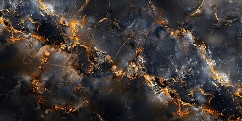 Aufkleber - Dramatic Black and Gold Marble Texture with Mesmerizing Fractal Patterns and Organic Erosion Effects