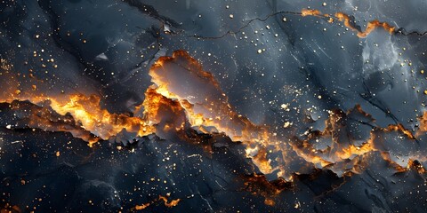 Poster - Dramatic Eruption of Fiery Chaos in Swirling Darkness - Intense Abstract Inferno Backdrop