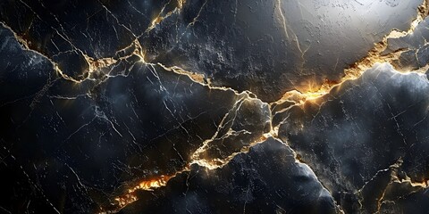 Poster - dramatic cracked marble texture with golden veins for elegant and luxurious backgrounds