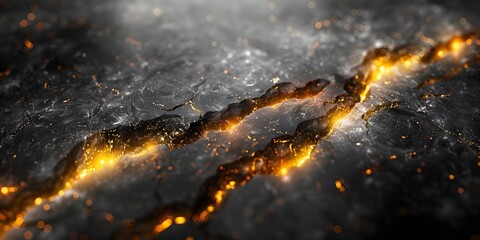 Poster - dramatic black marble textured background with fiery glowing fractal patterns and volcanic eruption 