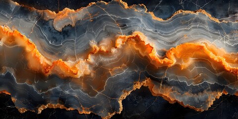 Poster - Mesmerizing Marble Masterpiece:Captivating Abstract Patterns and Textures in Shades of Grey and Orange