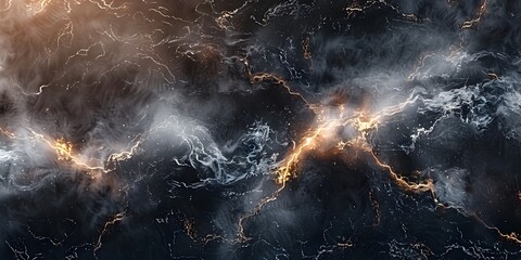 Poster - Dramatic Swirling Cosmic Marble Texture with Fiery Bursts of Energy and Fractal Patterns
