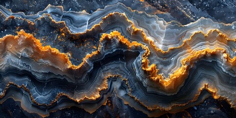 Aufkleber - Richly Patterned Black Marble with Fiery Veins and Swirls of Striking Color and Depth,Serving as a Stunning Natural Background or Texture