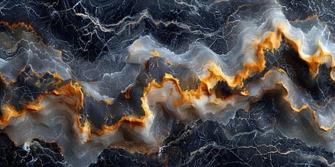 Fototapete - Dramatic Fiery Marble Explosion - Abstract Swirling Cosmic Energetic Stone Texture Background for Premium Digital Designs and Interiors