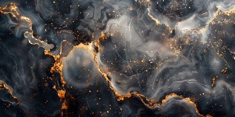 Leinwandbilder - Dramatic and Moody Marble-like Abstract Background with Bursting Metallic Splashes and Glowing Celestial Patterns