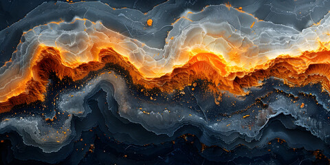 Poster - Dramatic Fiery Swirls of Molten Marble Captured in Stunning Geological Abstract Artwork