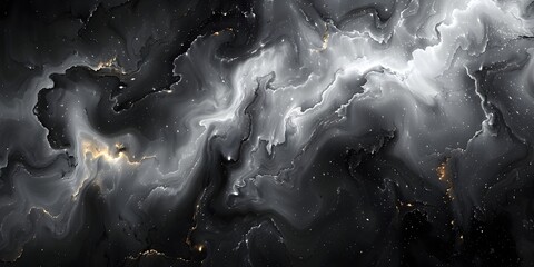 Aufkleber - Mesmerizing Monochromatic Marble:Captivating Swirls of Ethereal Energy in Dramatic Black and White