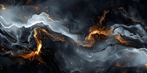 Poster - Mesmerizing Swirls of Midnight Marble:An Enchanting Geological Masterpiece