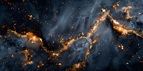 Poster - Dramatic Cosmic Marble Fractal Background Depicting Intense Fiery Volcanic Eruptions and Surreal Celestial Phenomena
