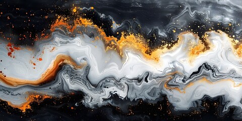Leinwandbilder - Captivating Marble Explosion:Abstract Artwork Showcasing Fluid Motions and Dramatic Contrasts in Monochrome Tones