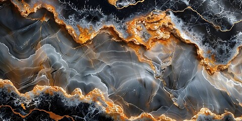 Poster - mesmerizing swirls of fiery amber and obsidian in exquisite marble texture