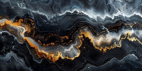Poster - Captivating Swirls of Dark Marble with Shimmering Golden Veins Backdrop for Premium Luxury Designs