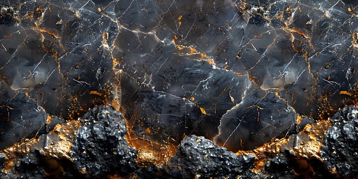 Black marble with golden veins and a grunge effect creating a premium,textured,and elegant background for design and photography